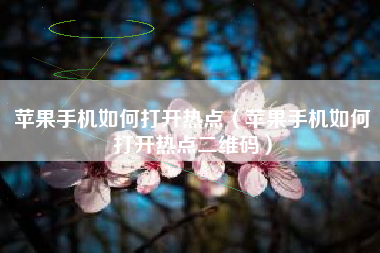 苹果手机如何打开热点（苹果手机如何打开热点二维码）